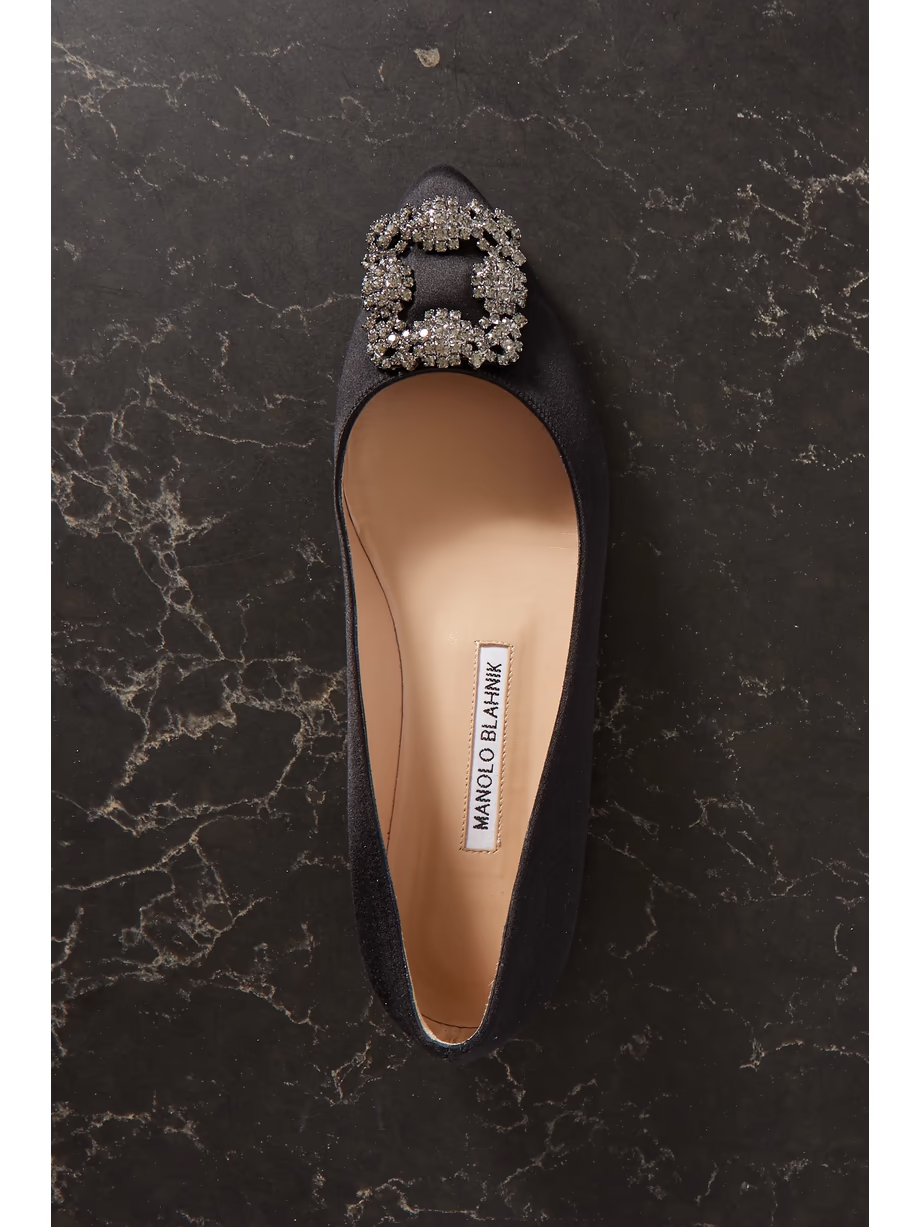 Hangisi embellished satin point-toe flats