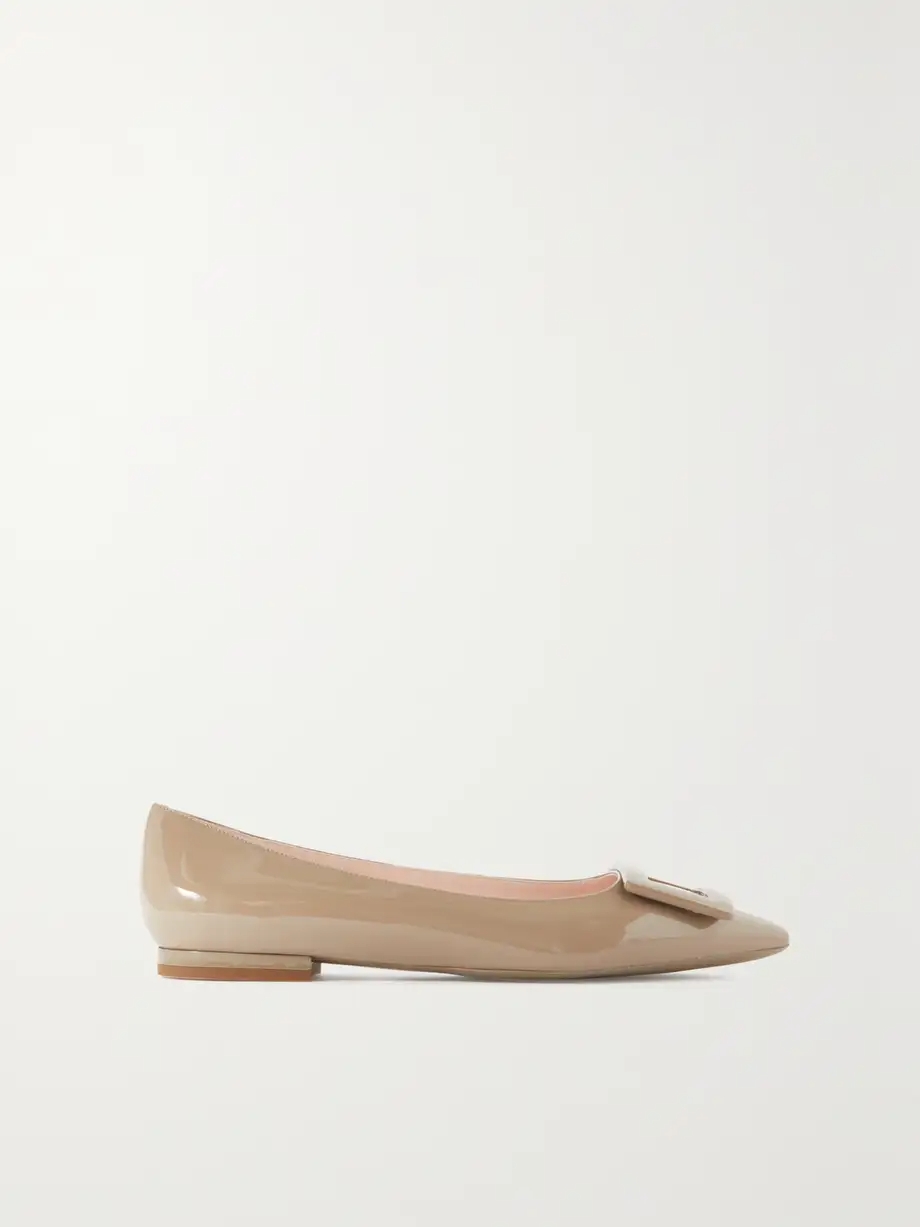 Gommettine patent-leather point-toe flats