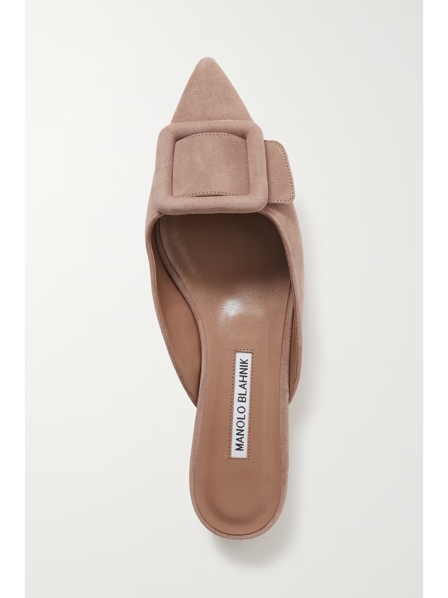 Maysale buckled suede point-toe flats