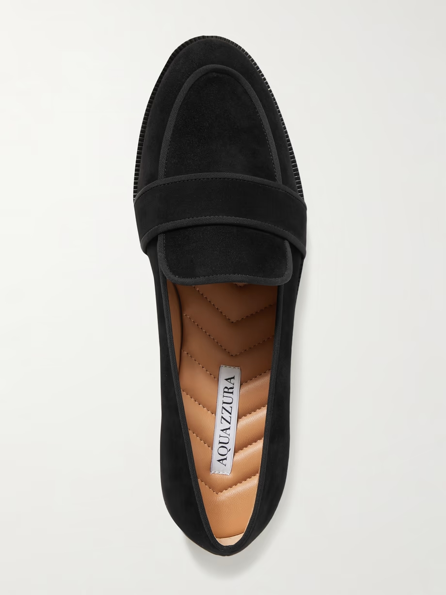 Martin grosgrain-trimmed suede loafers