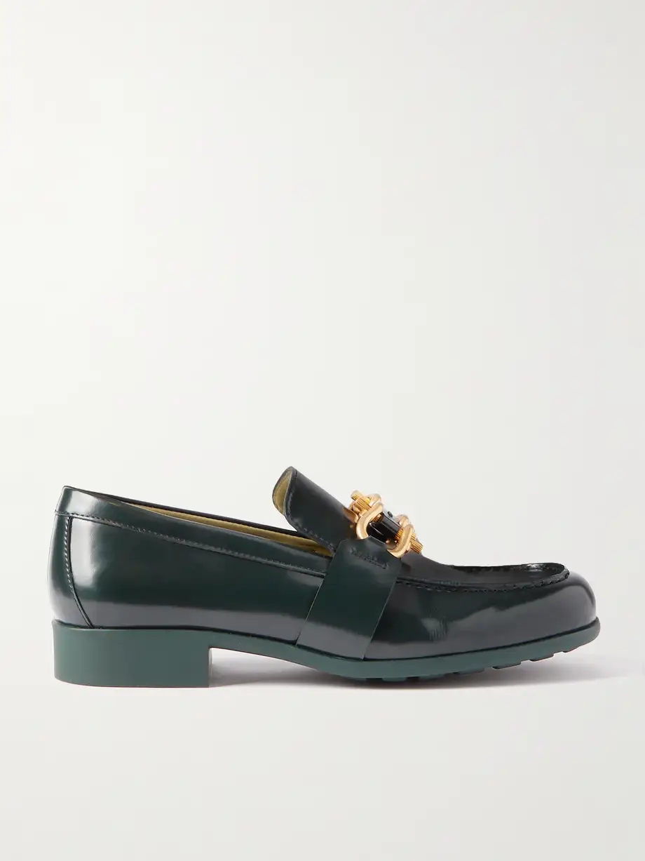 Embellished patent-leather loafers