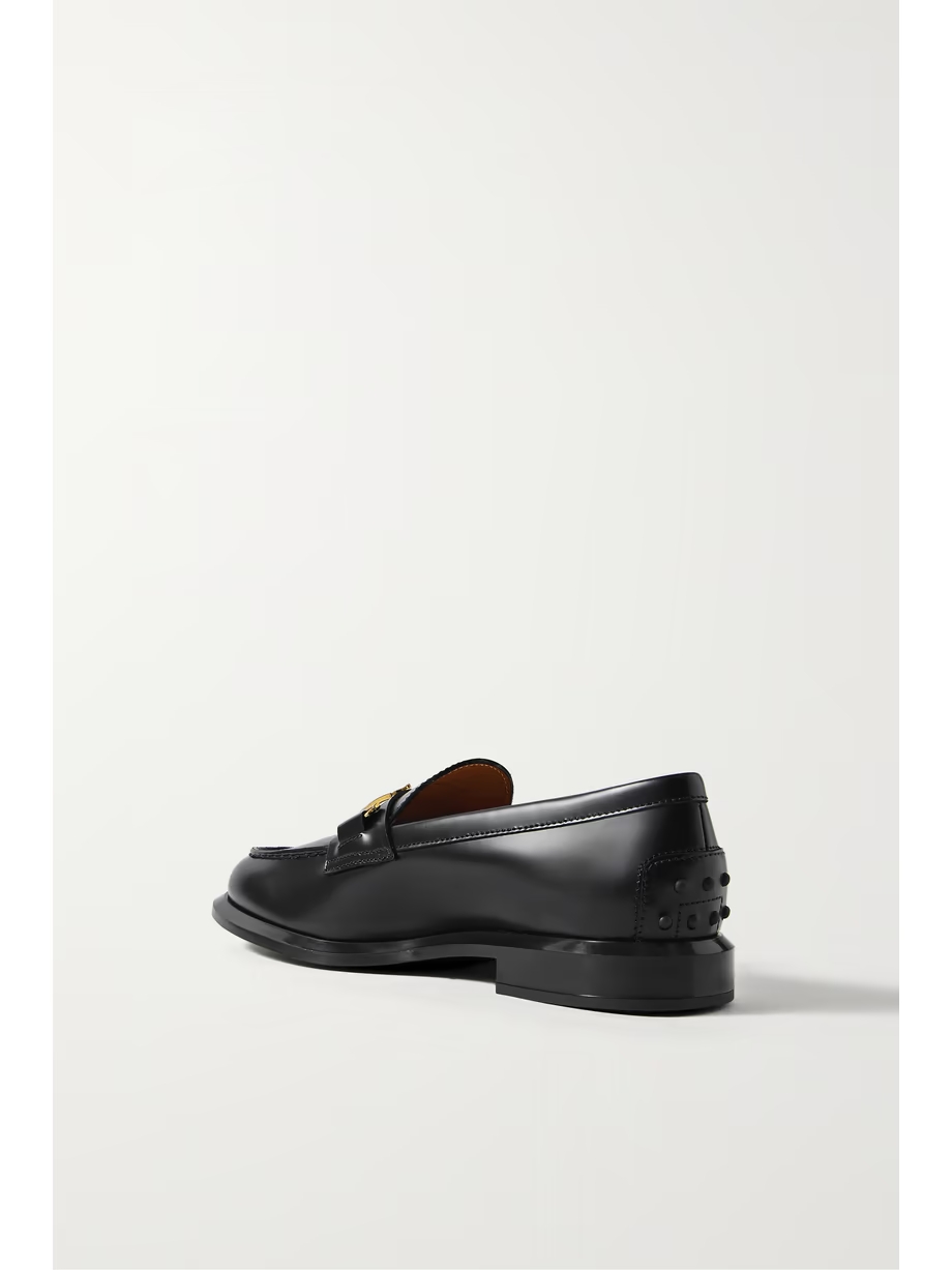 Gomma embellished glossed-leather loafers