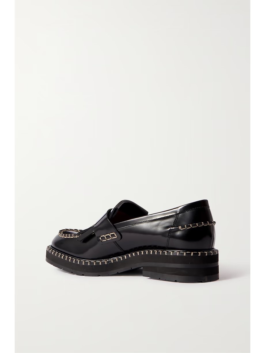 Noua fringed whipstitched leather loafers