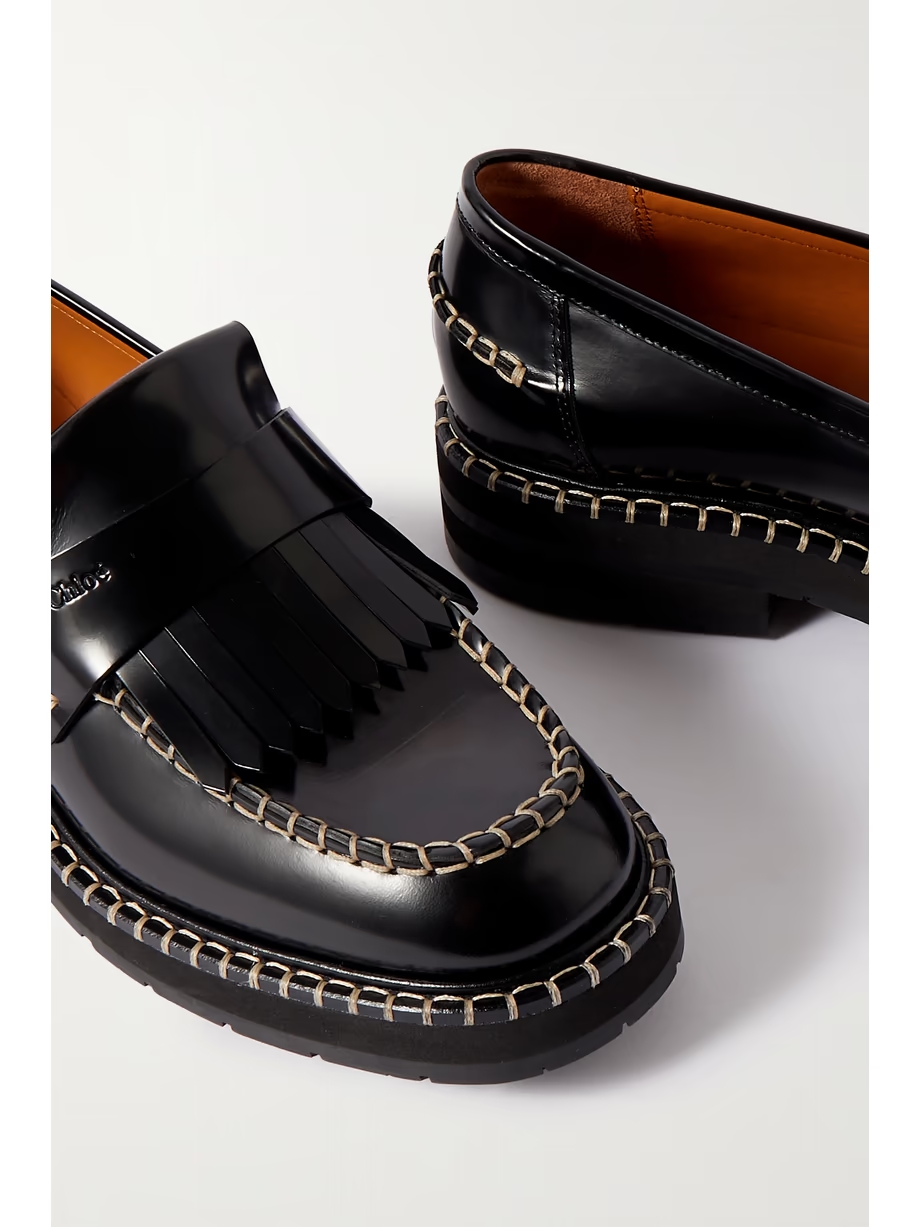 Noua fringed whipstitched leather loafers