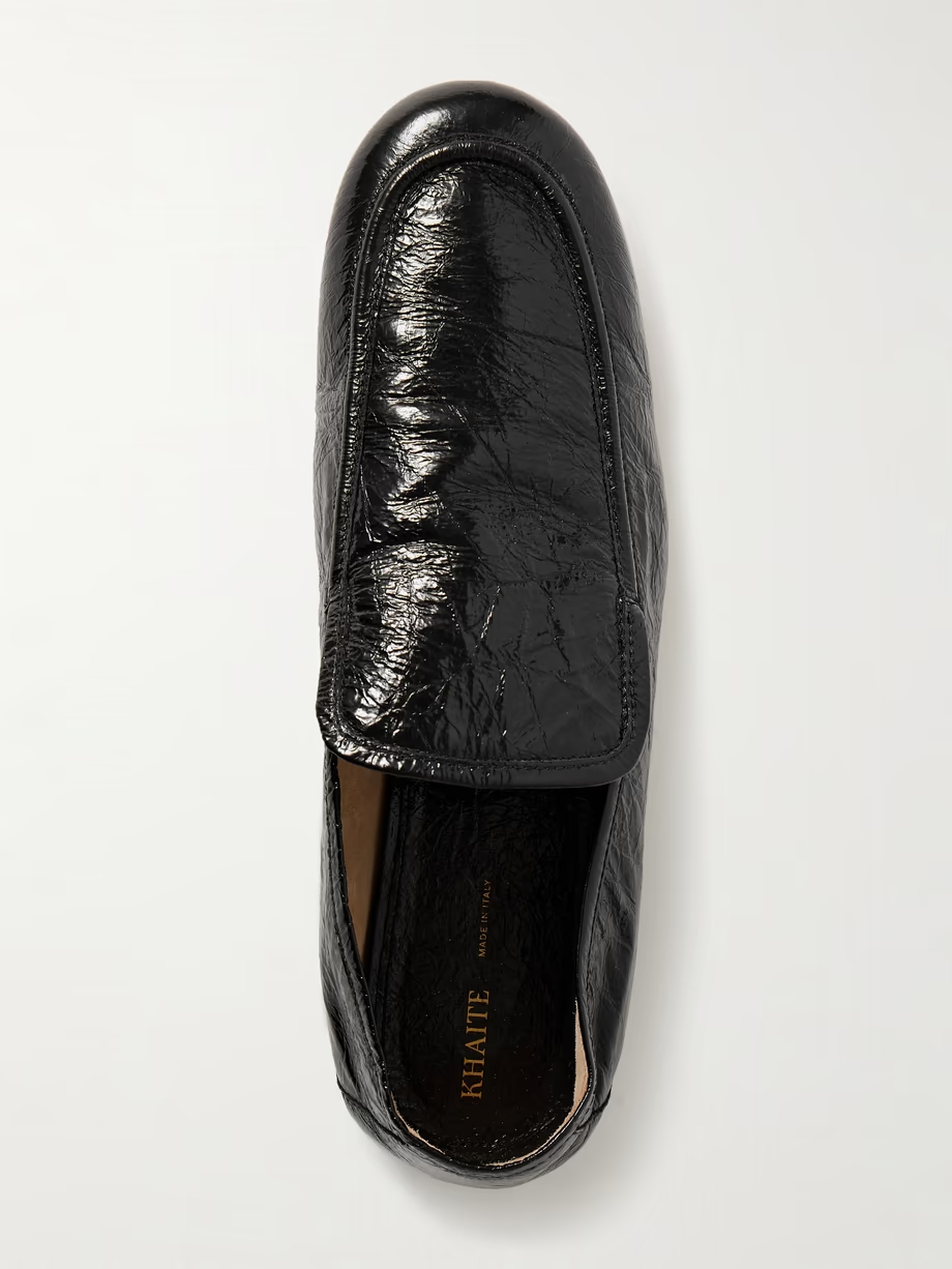 Alessio glossed textured-leather loafers