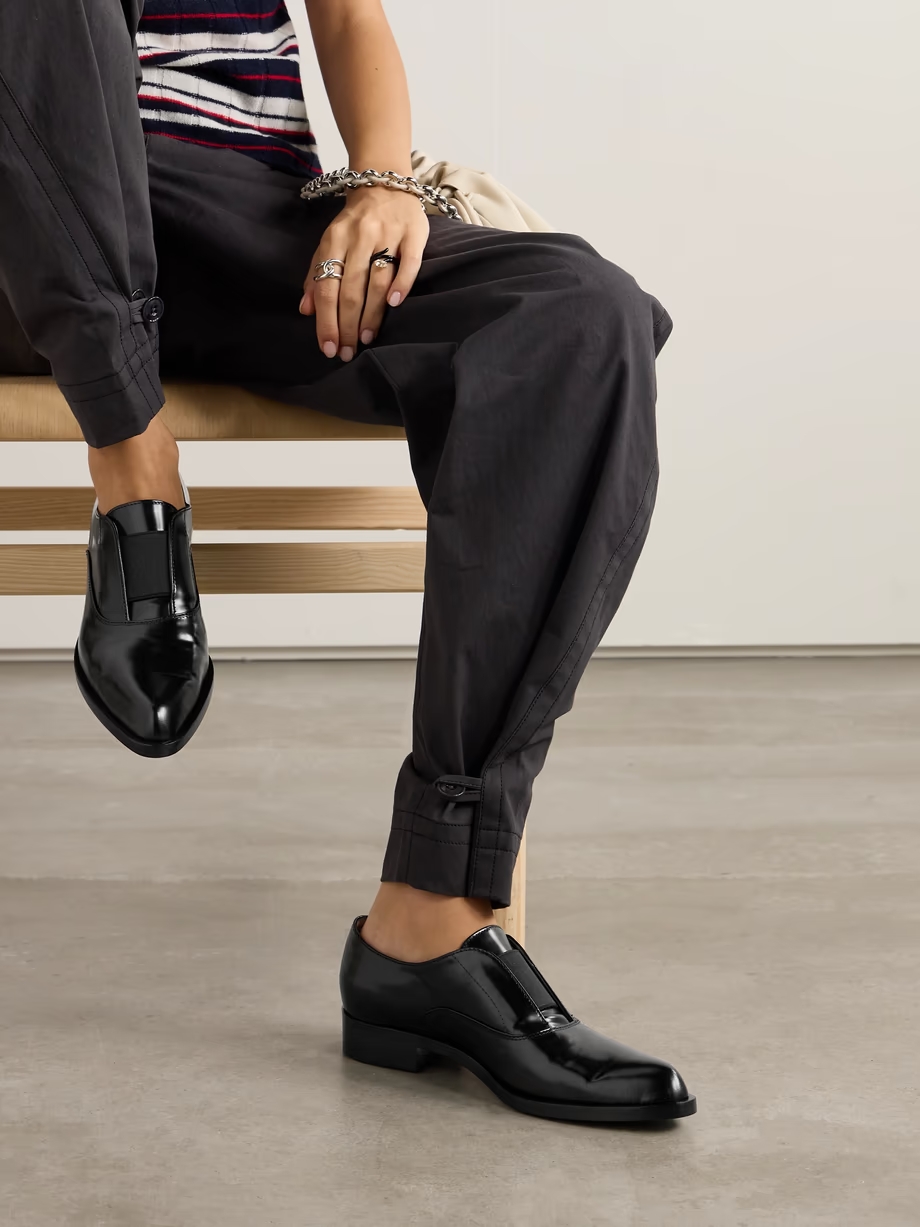 Dover glossed-leather loafers