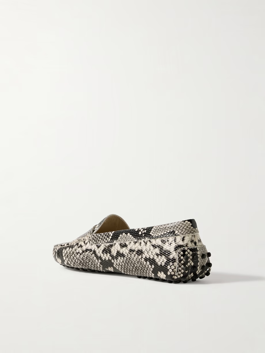 Gommino snake-effect leather loafers