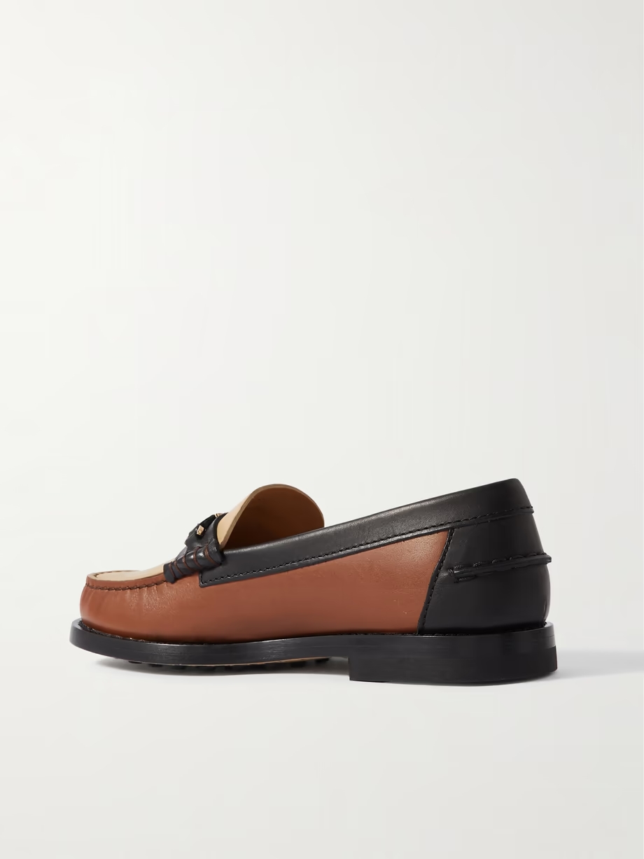 Gomma paneled embellished leather loafers