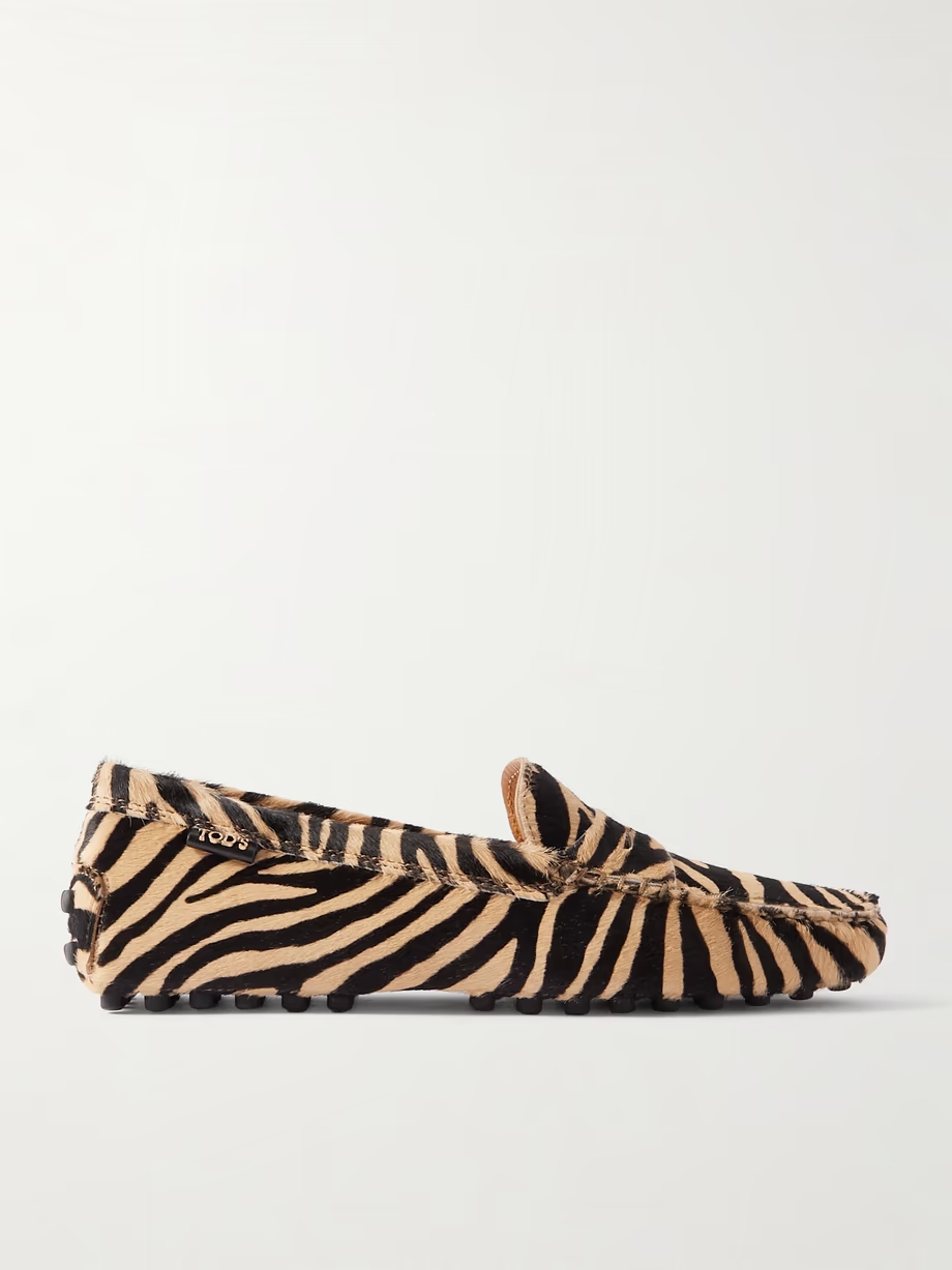 Gommino zebra-print calf hair loafers