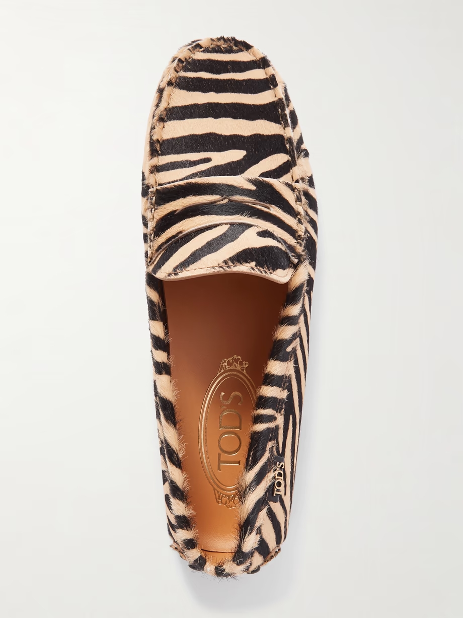 Gommino zebra-print calf hair loafers