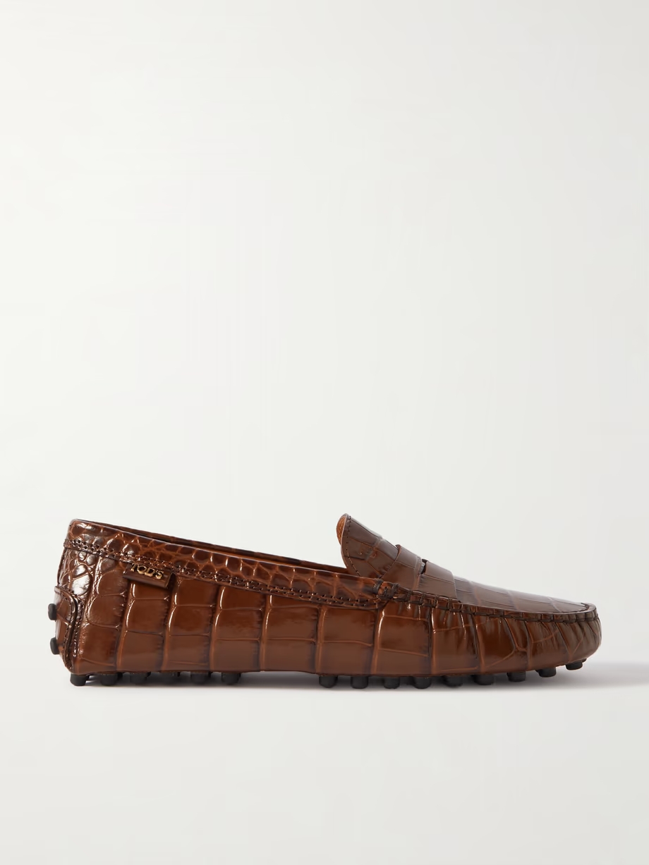 Gommino croc-effect leather loafers