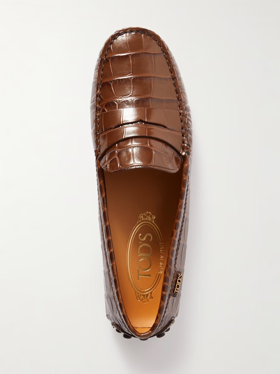 Gommino croc-effect leather loafers