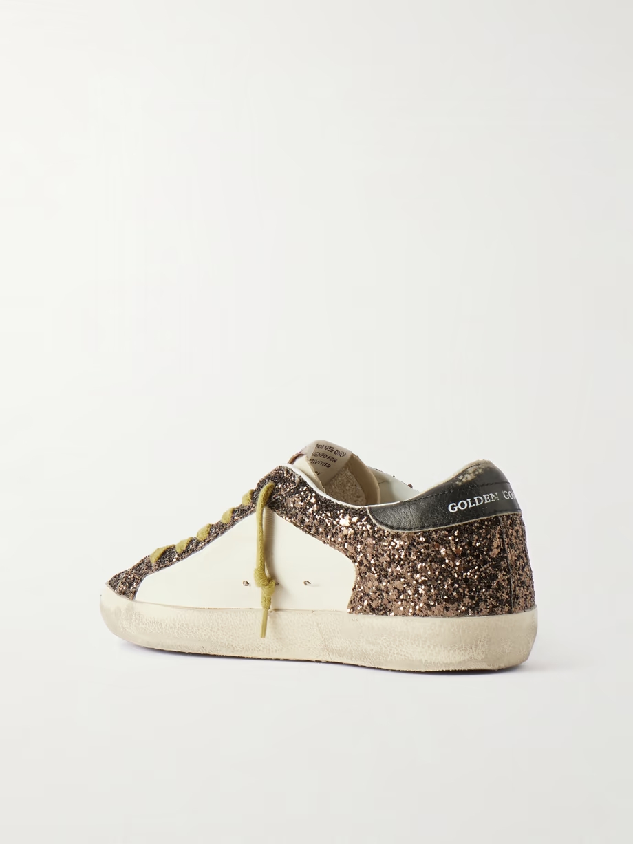 Super-Star distressed glittered leather sneakers