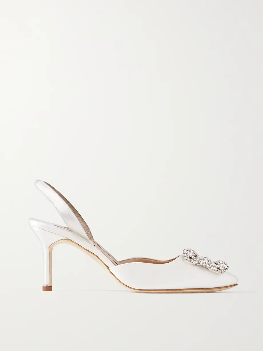 Hangisli 70 crystal-embellished satin slingback pumps