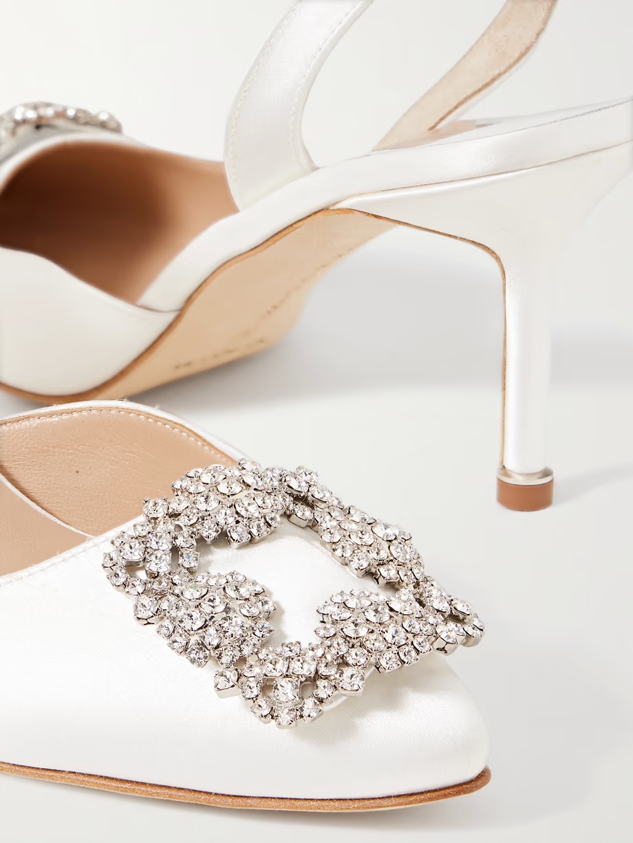 Hangisli 70 crystal-embellished satin slingback pumps