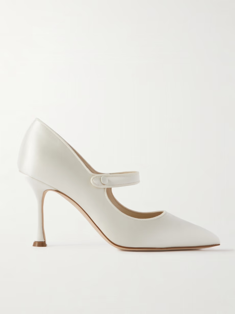 Campari Bridal 90 grosgrain-trimmed satin Mary Jane pumps