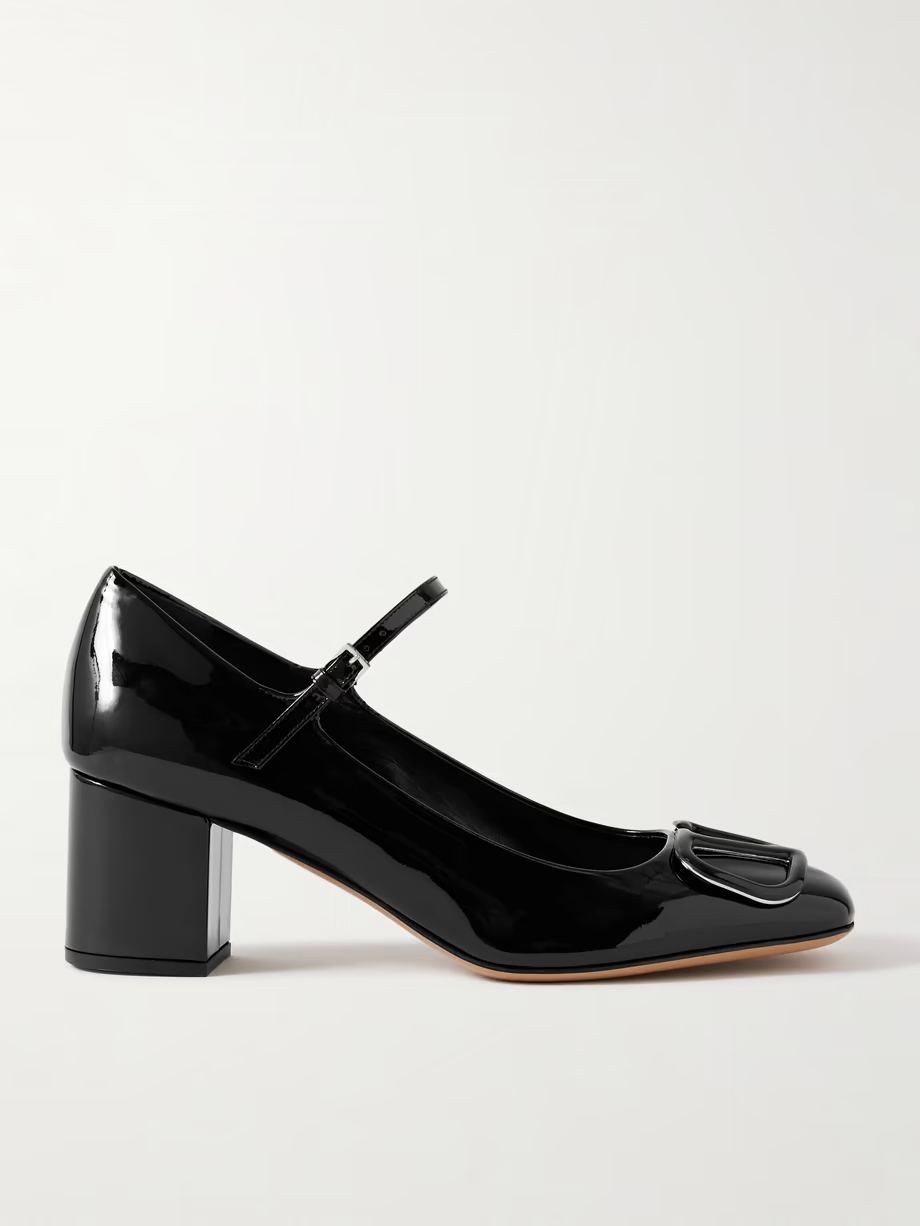 VLOGO embellished patent-leather Mary Jane pumps