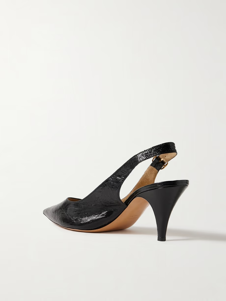 River crinkled-leather slingback pumps