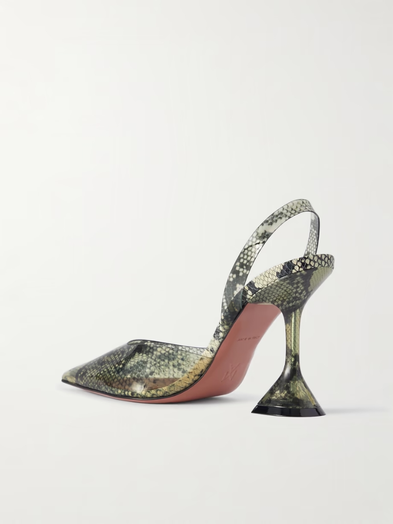 Holli snake-effect PVC slingback pumps