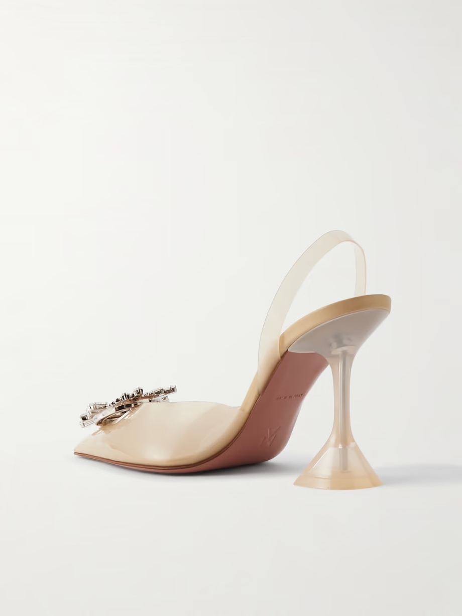 Begum Glass crystal-embellished PVC slingback pumps