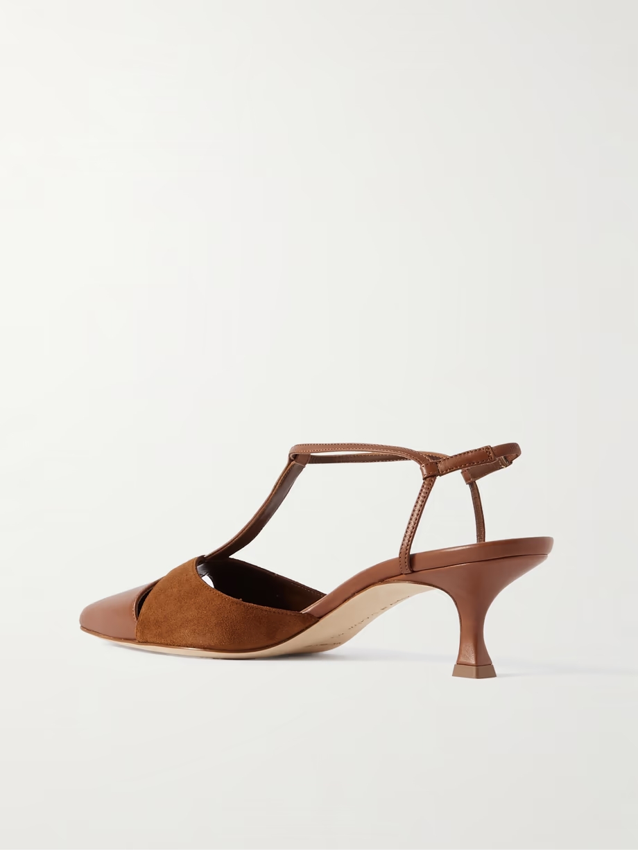 Turgimod 50 cutout leather and suede slingback pumps