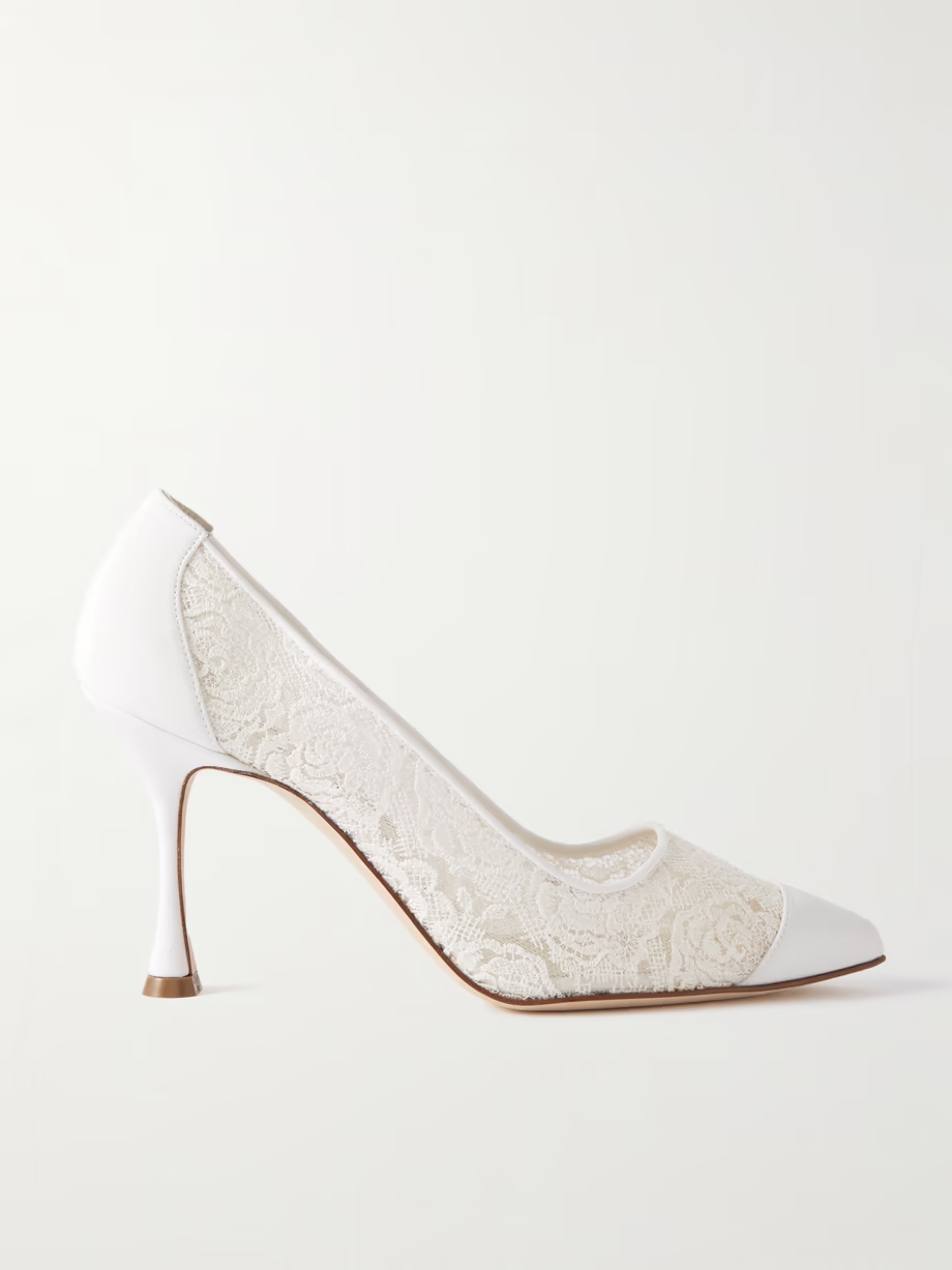 Sololaria lace and suede pumps