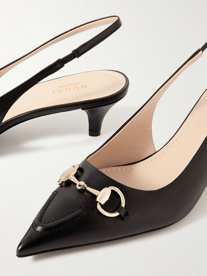 Erin horsebit-detailed leather slingback pumps