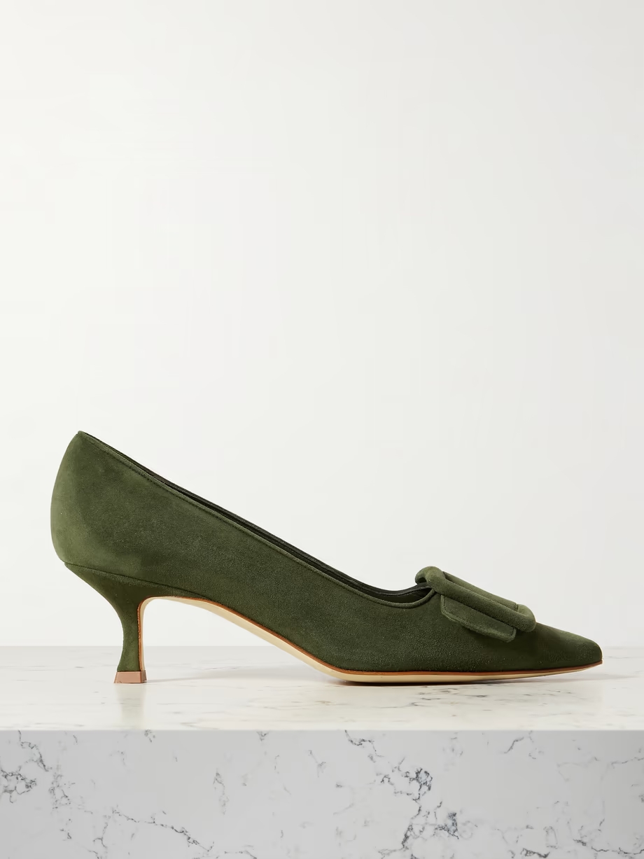 Maysale 50 buckled suede pumps