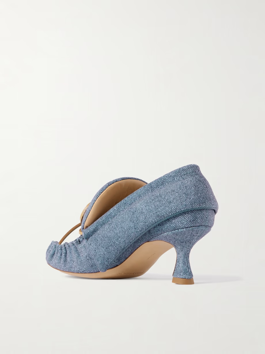 Babush bow-detailed denim pumps