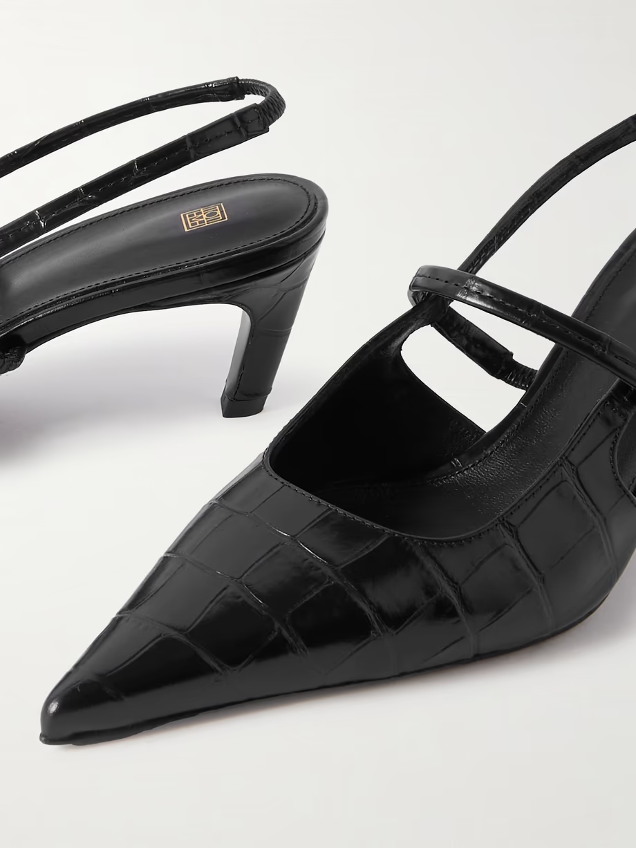 The Sharp croc-effect leather slingback pumps