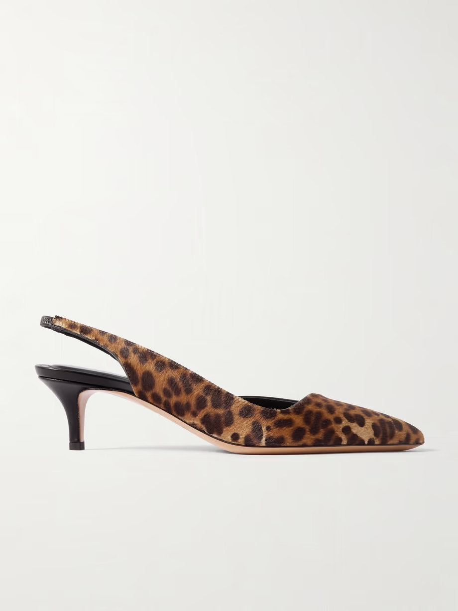 Piery leopard-print calf hair slingback pumps