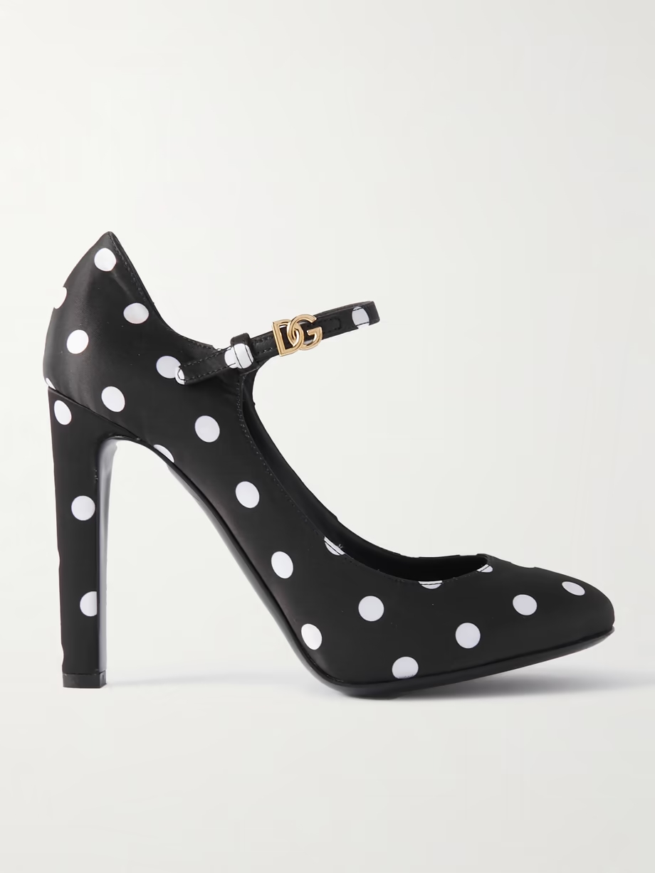 Bianca polka-dot satin pumps