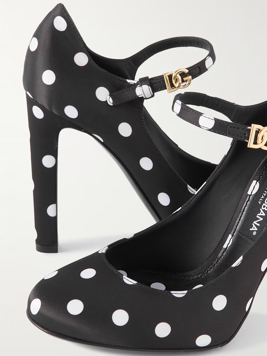 Bianca polka-dot satin pumps