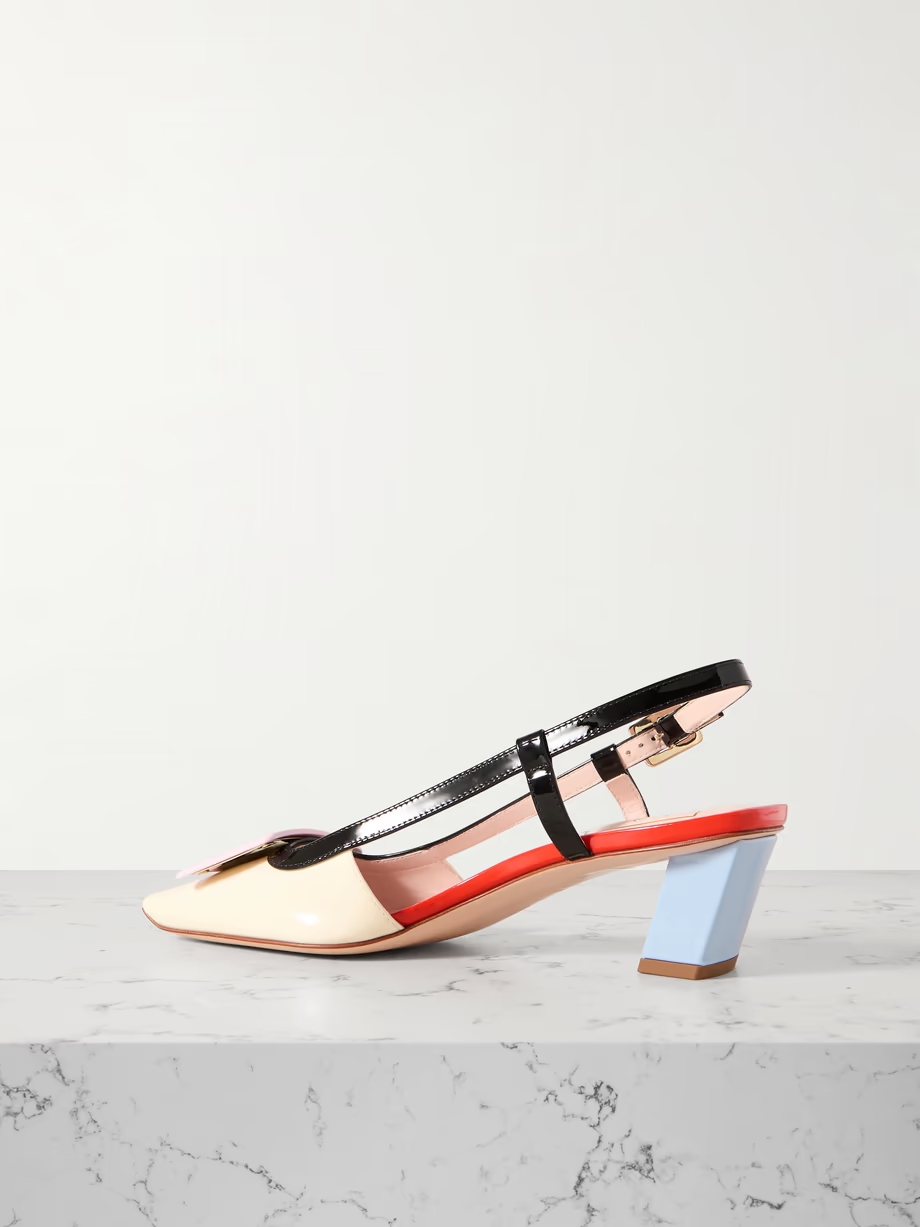 Belle Vivier color-block patent-leather slingback pumps