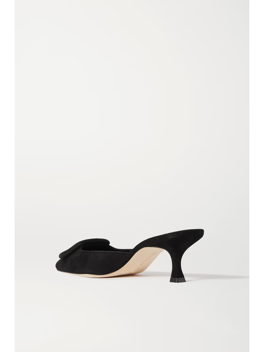 Maysale 50 buckled suede mules