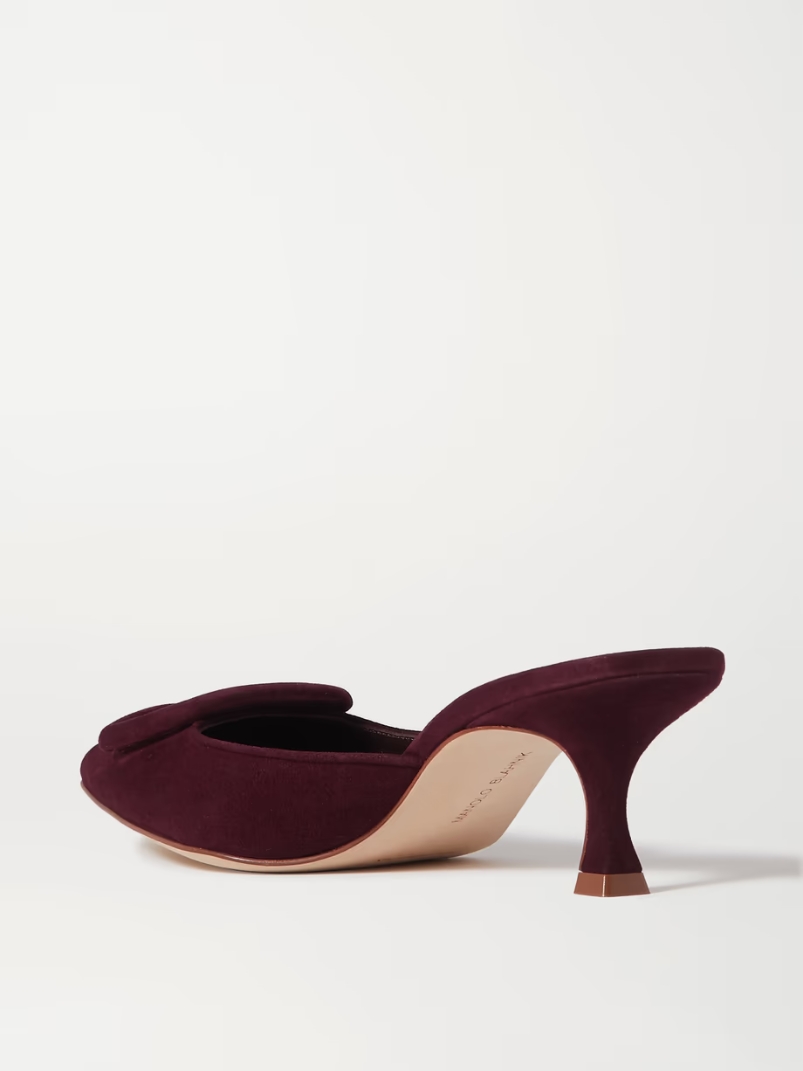 Maysale 50 buckled suede mules