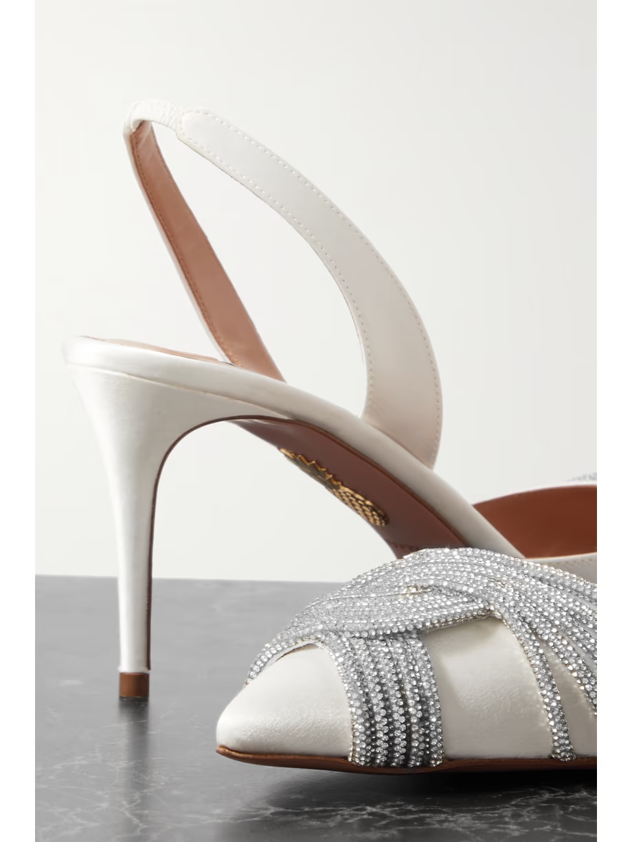 Gatsby 75 crystal-embellished satin slingback pumps