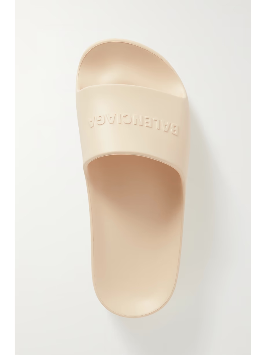 Mono logo-embossed rubber platform slides