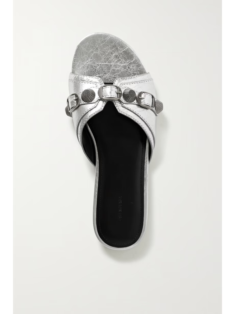 Cagole embellished metallic textured-leather sandals