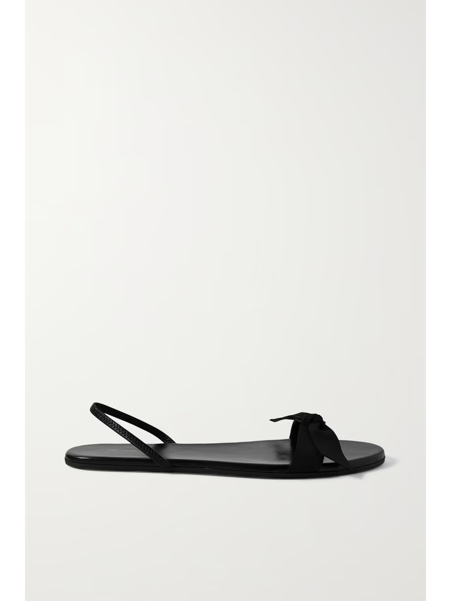 Bow grosgrain and leather slingback sandals