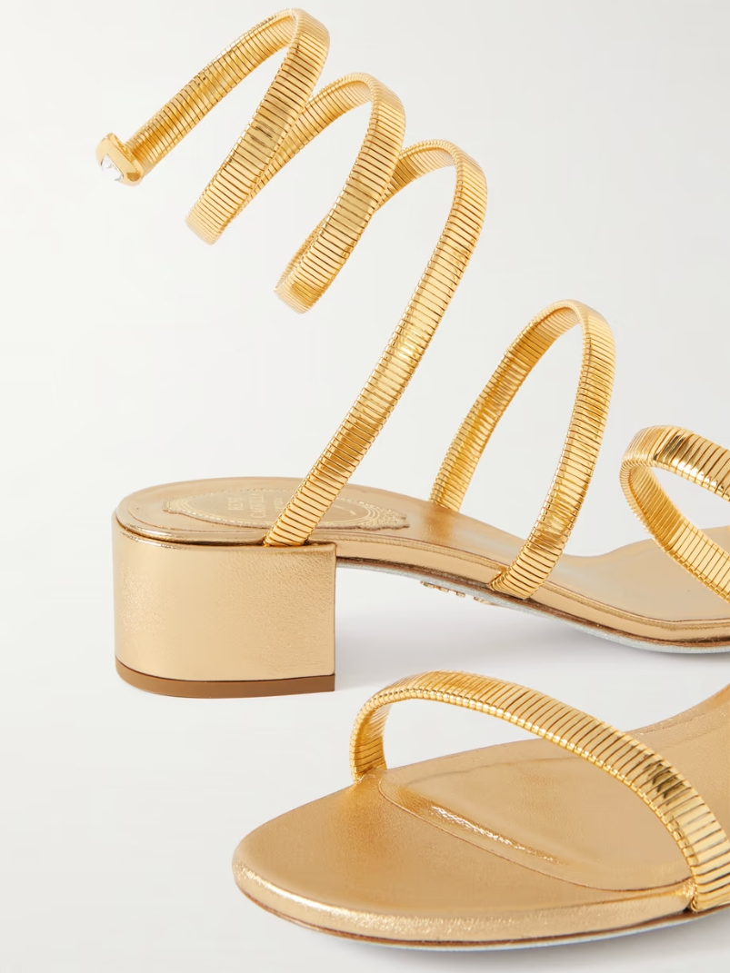 Omega crystal-embellished gold-tone sandals