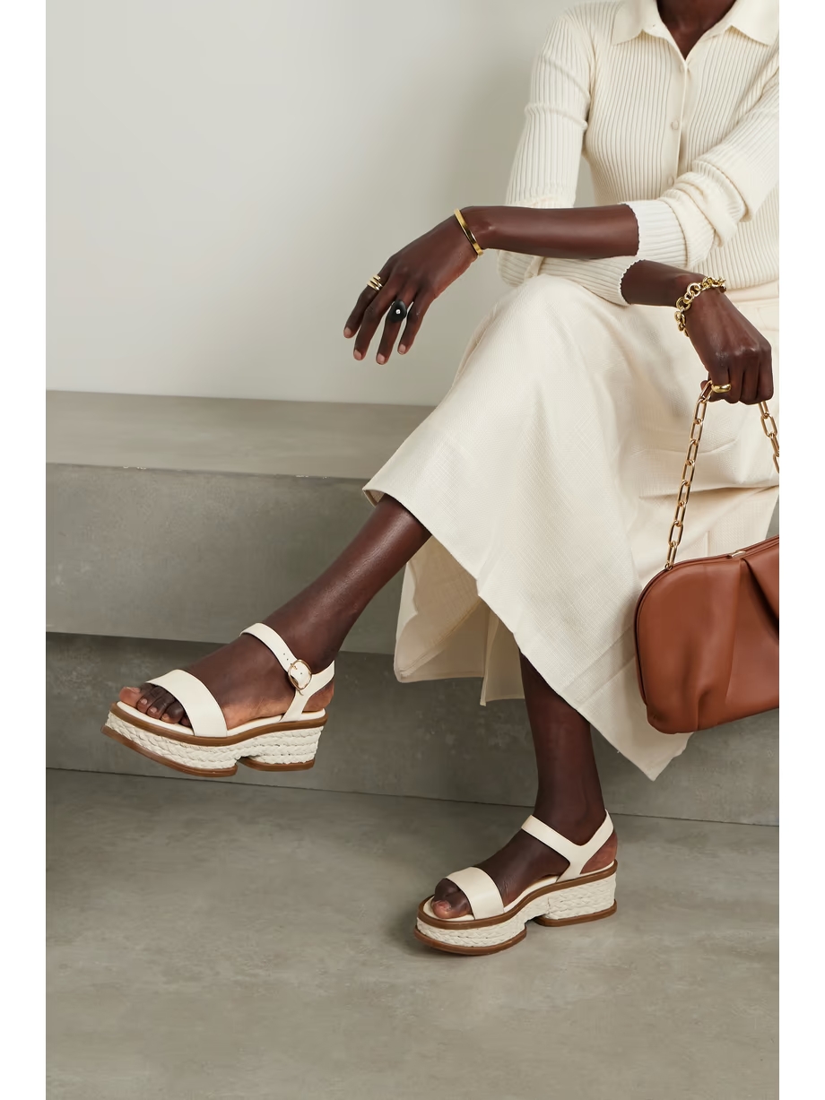 Michael raffia-trimmed leather sandals