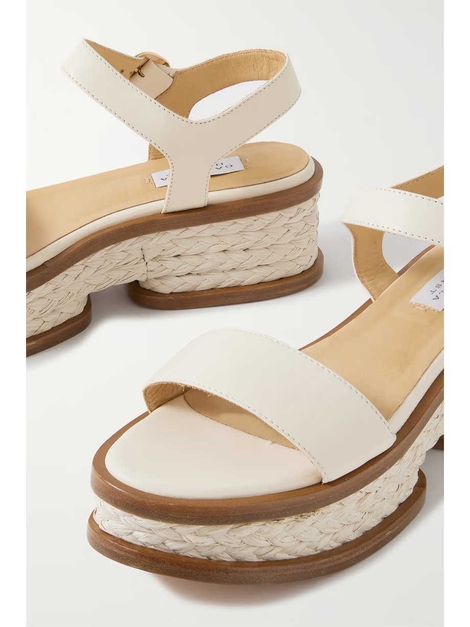 Michael raffia-trimmed leather sandals