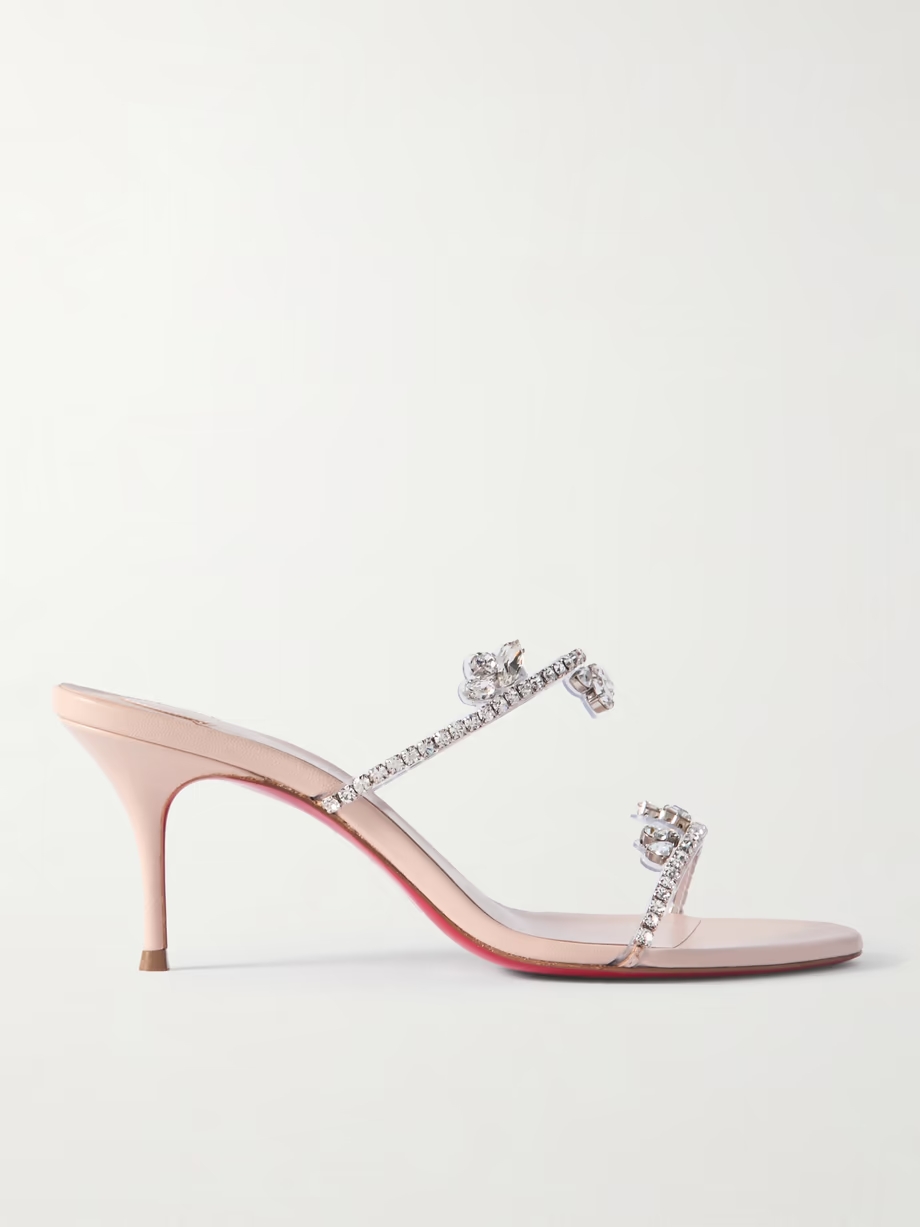 Just Queen 70 crystal-embellished PVC mules