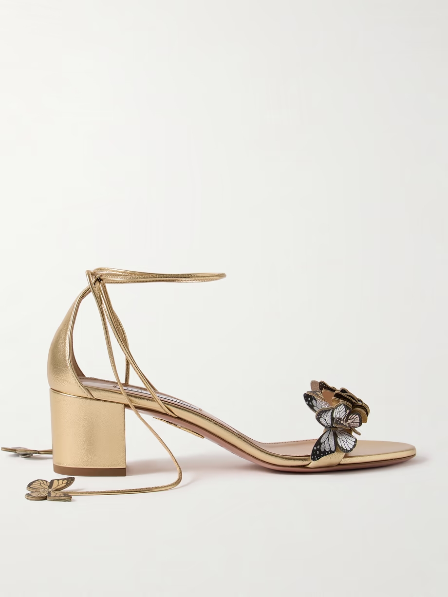 Papillon 50 embellished metallic leather sandals