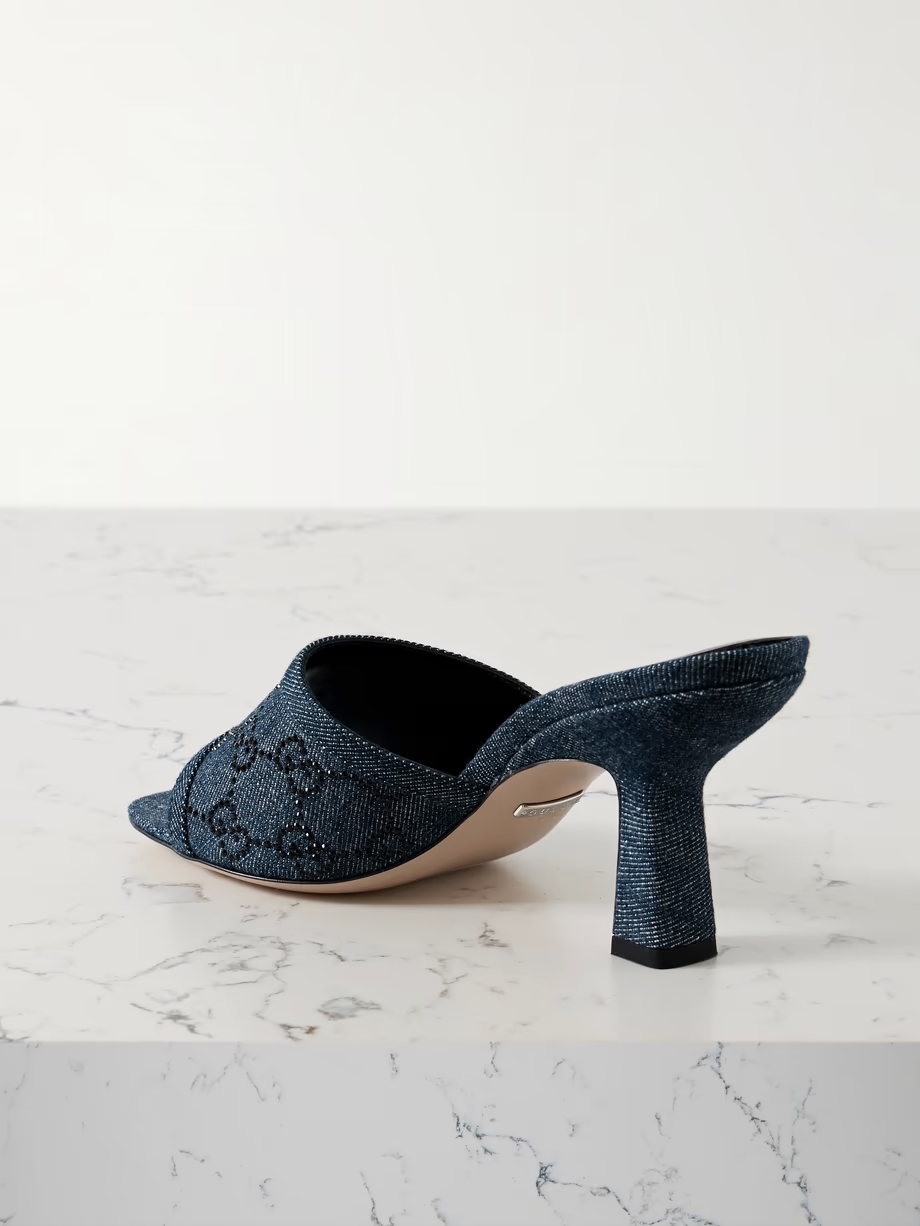 Demi crystal-embellished denim mules