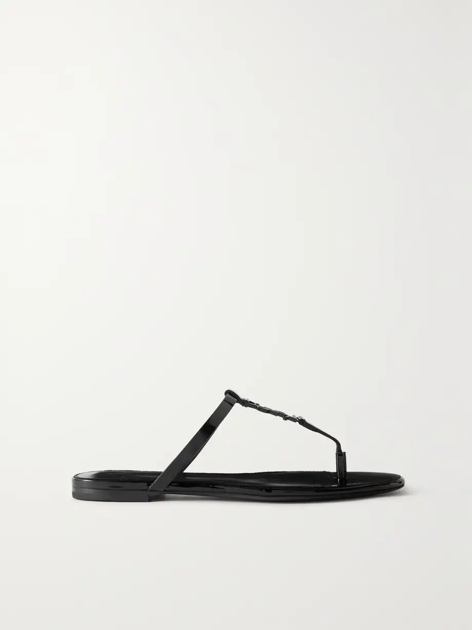 Cassandra logo-embellished patent-leather sandals