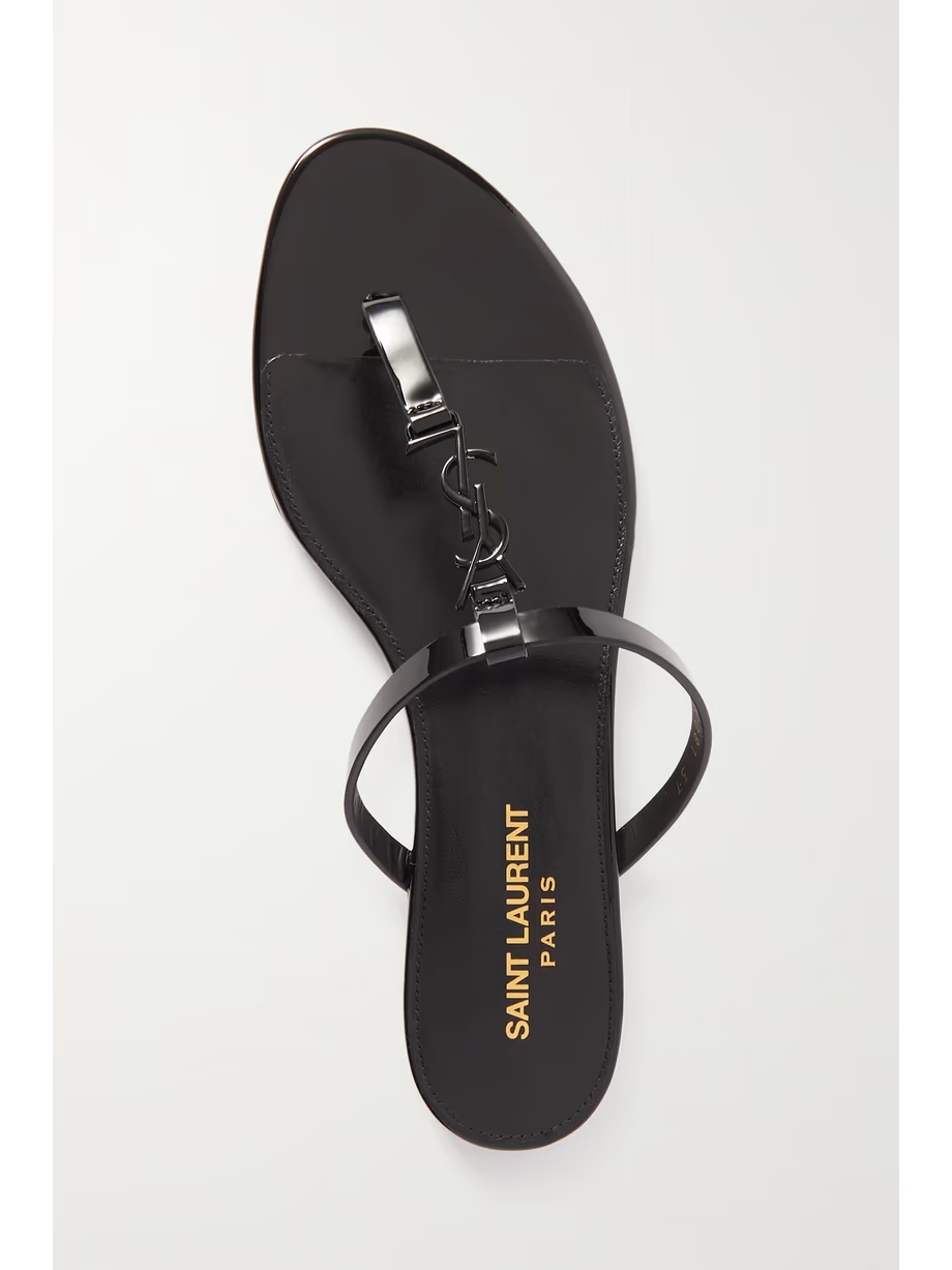 Cassandra logo-embellished patent-leather sandals