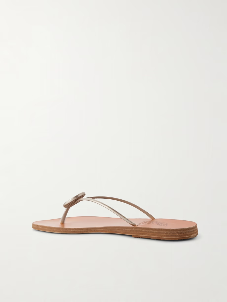 Strovilos metallic leather flip flops