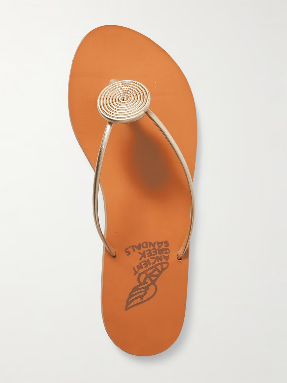 Strovilos metallic leather flip flops